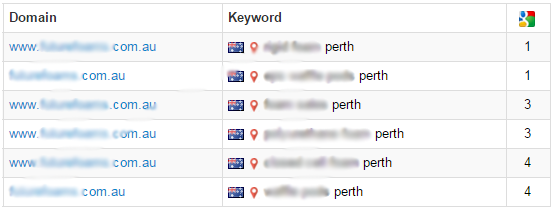 Search engine rankings for Perth website